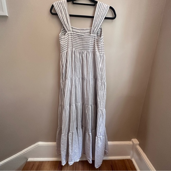 Madewell gray white linen blend tiered maxi dress SIZE S - Picture 8 of 10